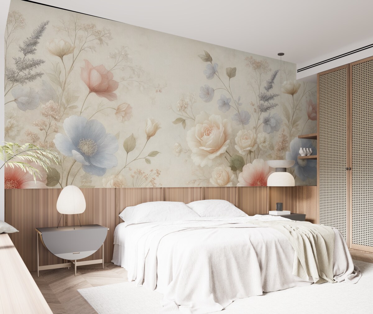 Fototapeta Subtelne łąkowe kwiaty w pastelowych odcieniach na fakturowanym tle.