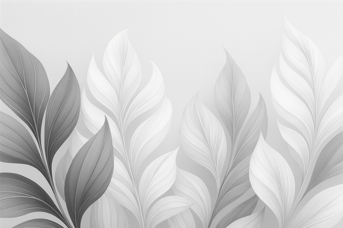 Fototapeta Abstrakcyjne liście w odcieniach czerni i bieli.