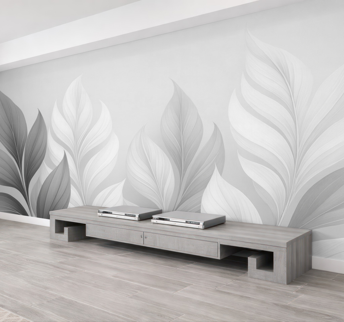 Fototapeta Abstrakcyjne liście w odcieniach czerni i bieli.