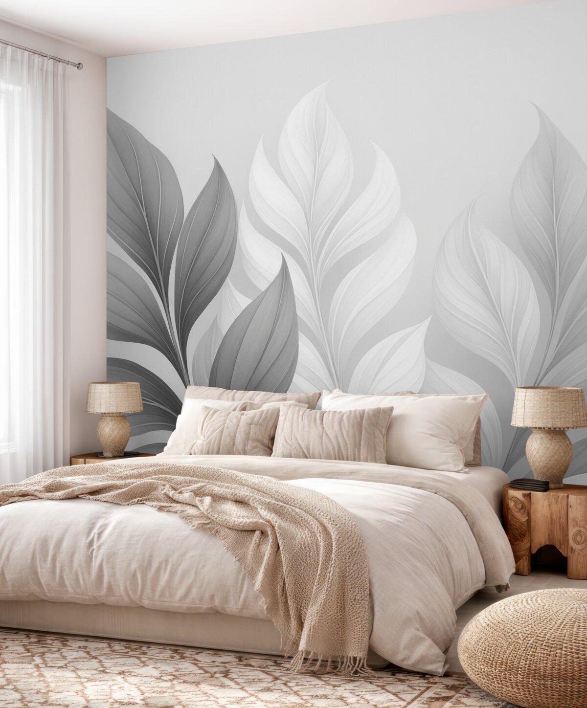 Fototapeta Abstrakcyjne liście w odcieniach czerni i bieli.