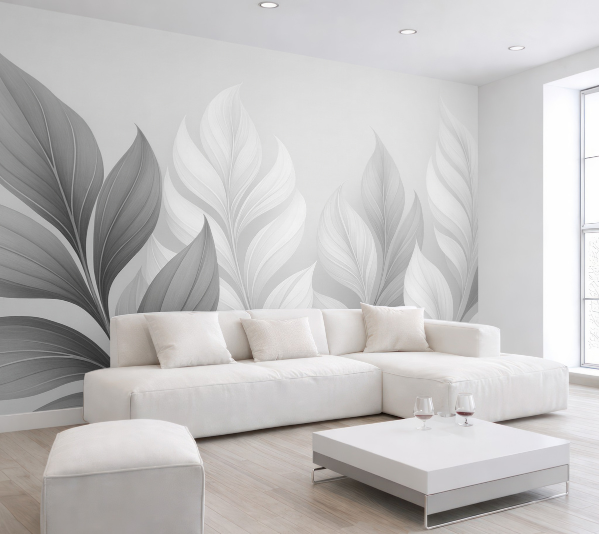 Fototapeta Abstrakcyjne liście w odcieniach czerni i bieli.