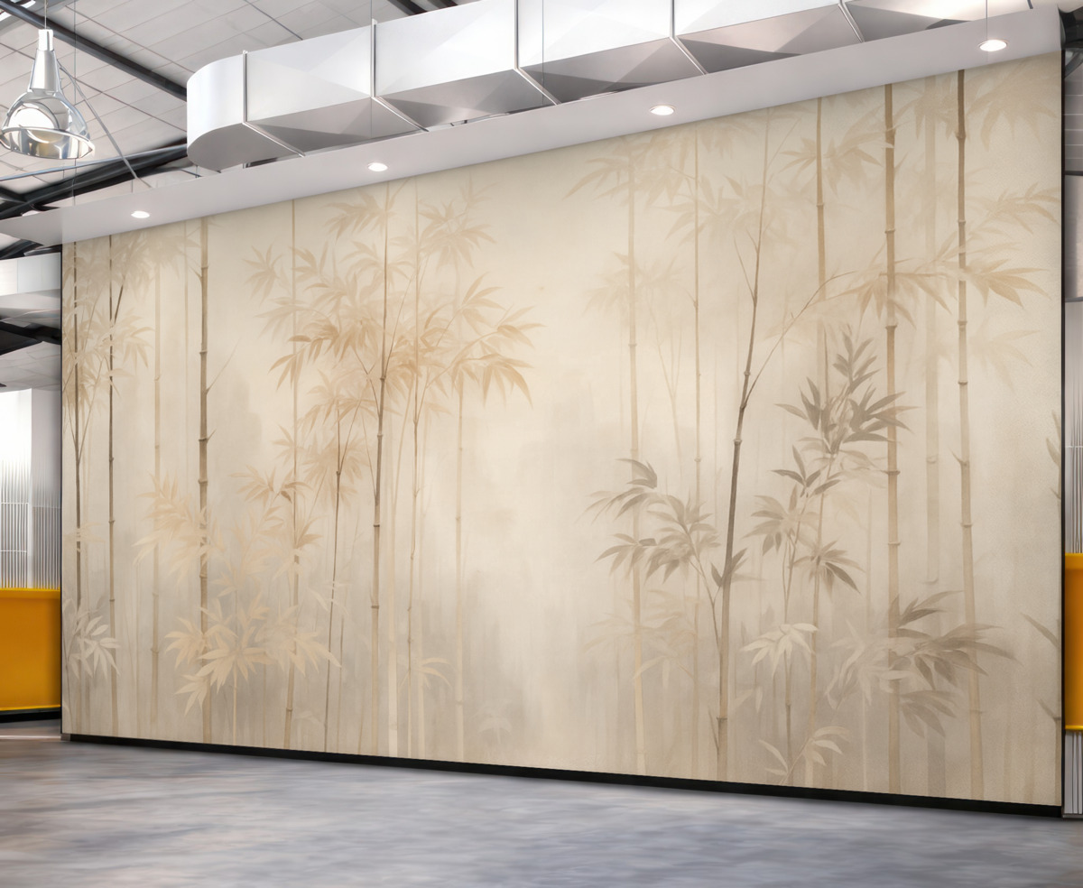 Fototapeta Bambusowy gaj w jasnych odcieniach.