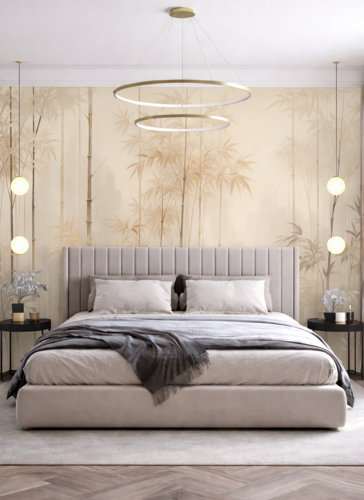 Fototapeta Bambusowy gaj w jasnych odcieniach.