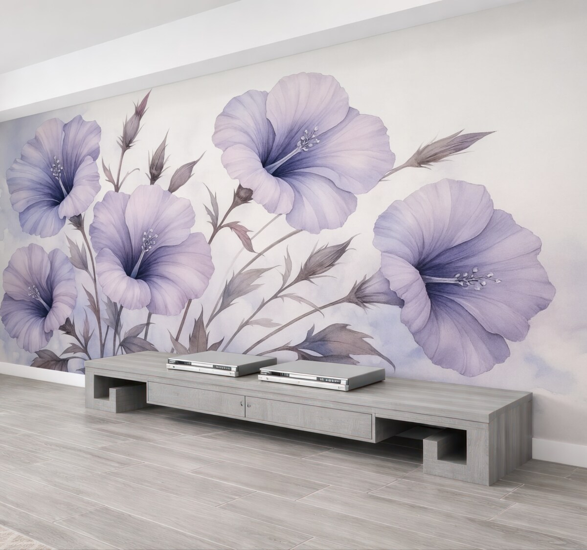 Fototapeta Kwiaty petunii w stylu akwarelowym.