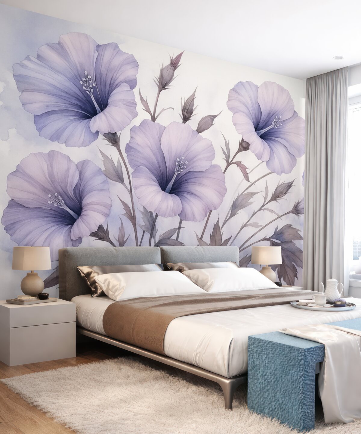 Fototapeta Kwiaty petunii w stylu akwarelowym.