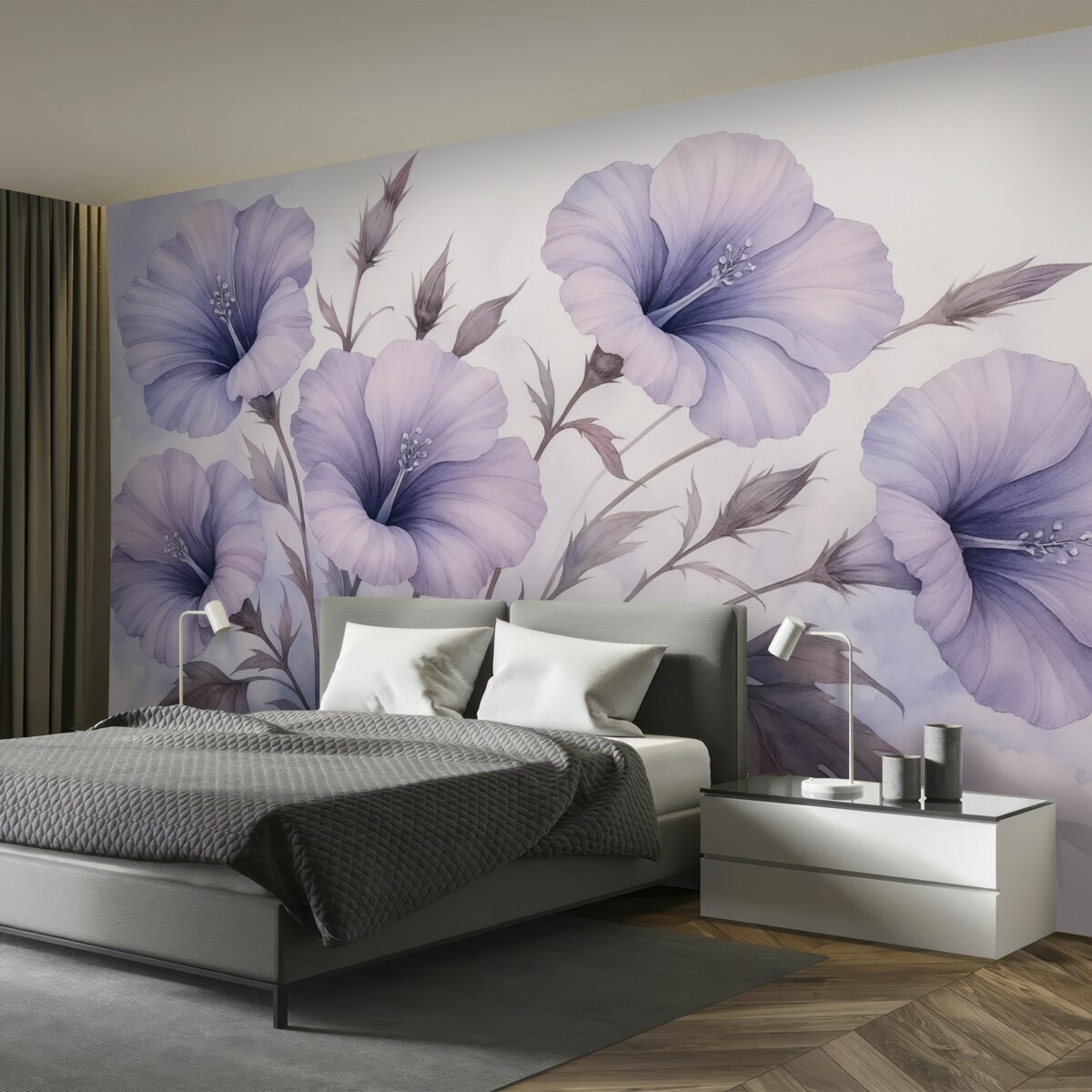 Fototapeta Kwiaty petunii w stylu akwarelowym.