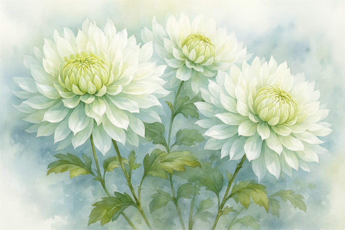 Fototapeta Chryzantemy w stylu akwareli.