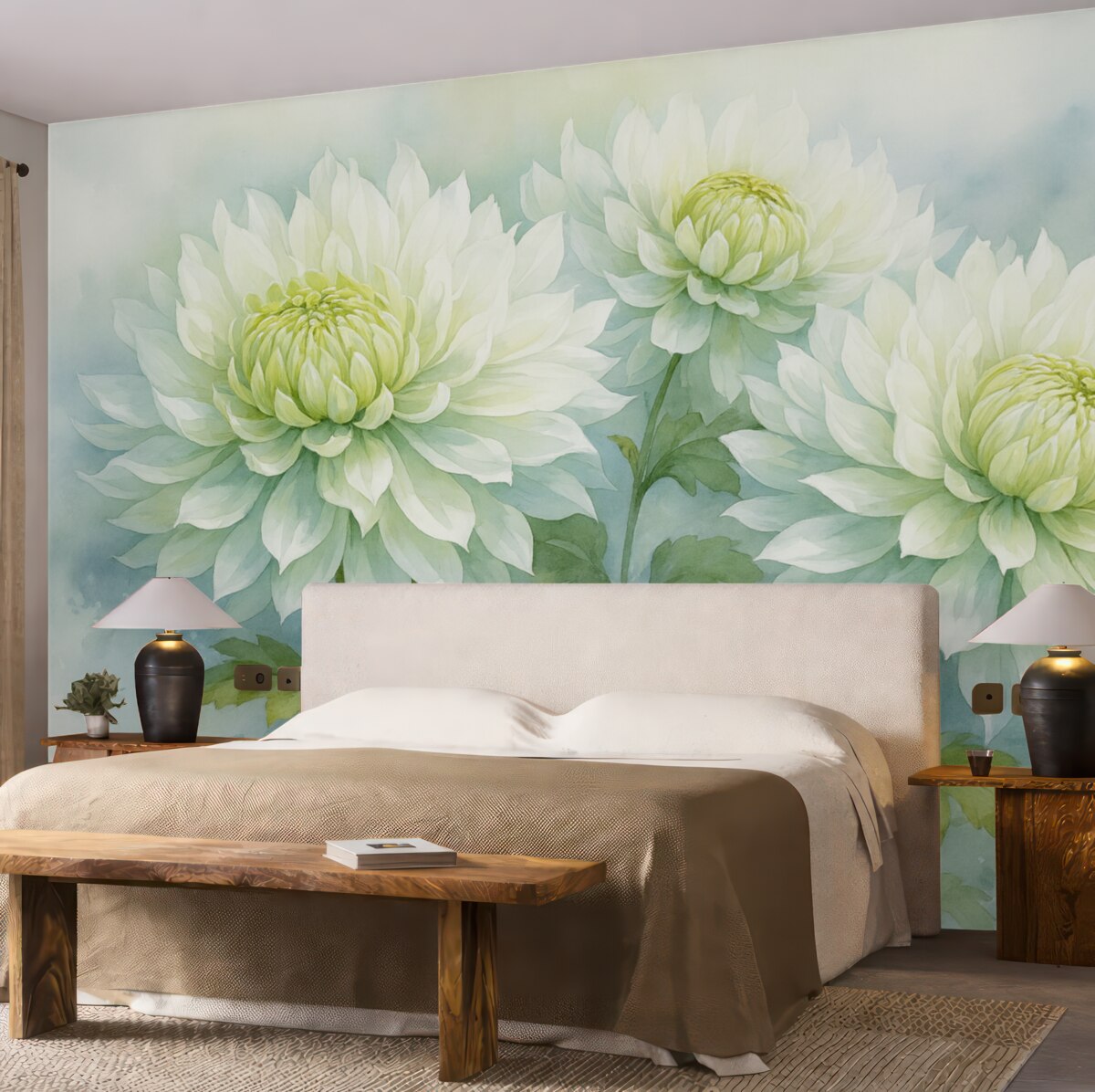 Fototapeta Chryzantemy w stylu akwareli.