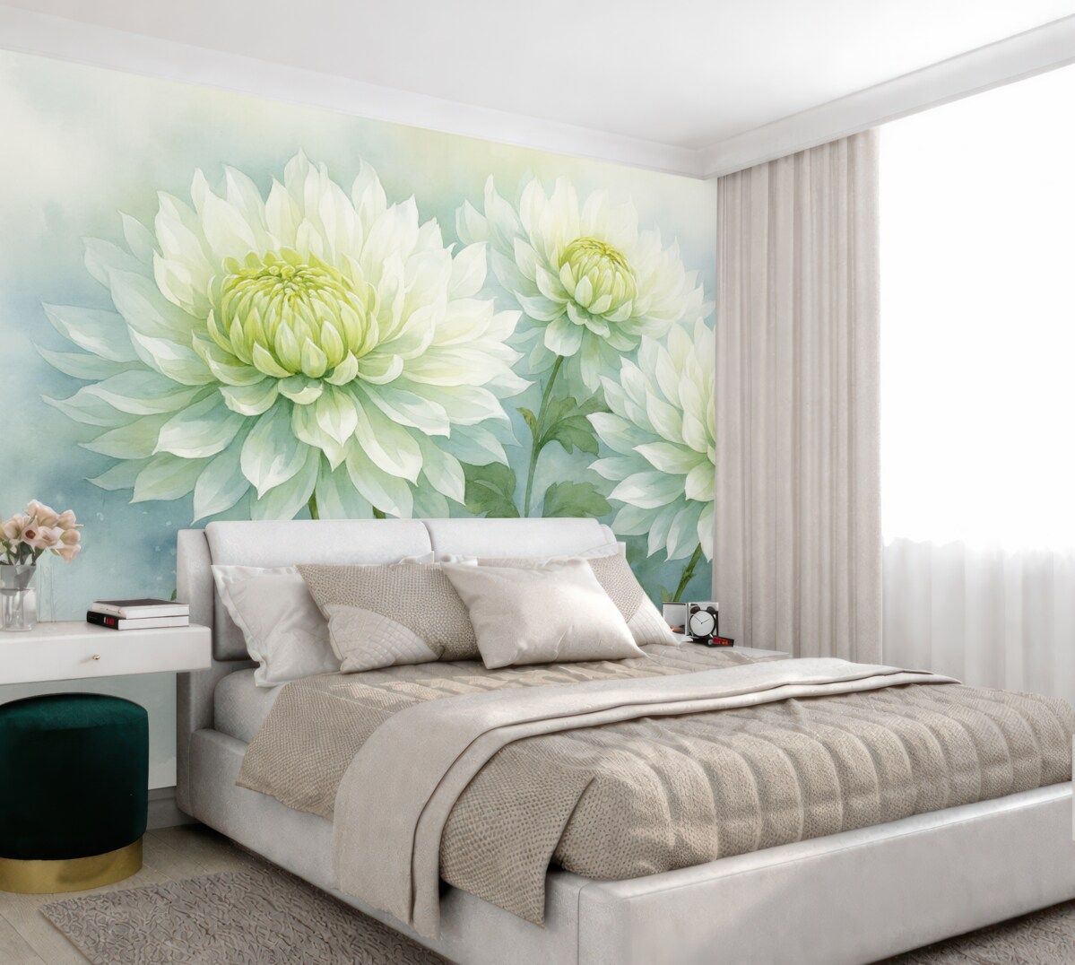 Fototapeta Chryzantemy w stylu akwareli.