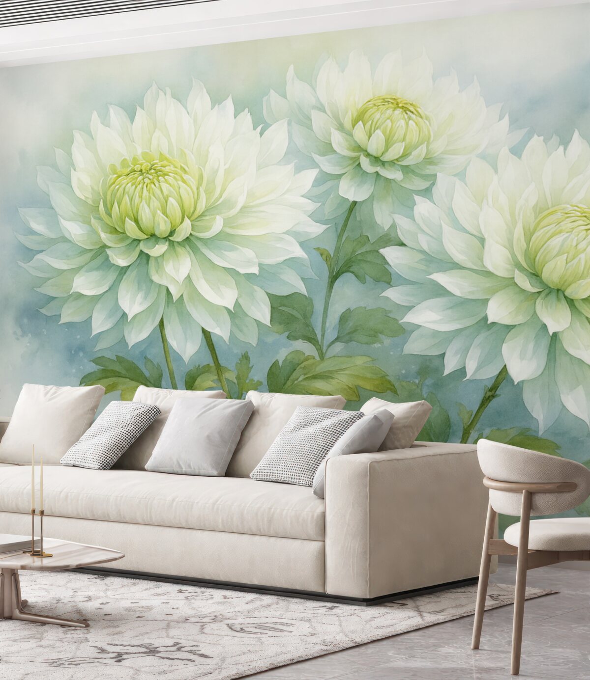 Fototapeta Chryzantemy w stylu akwareli.