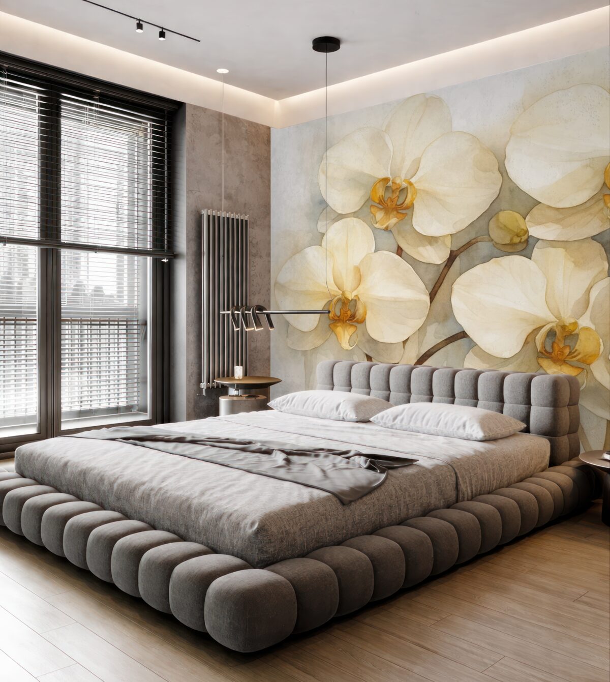 Fototapeta Białe orchidee w stylu akwareli.