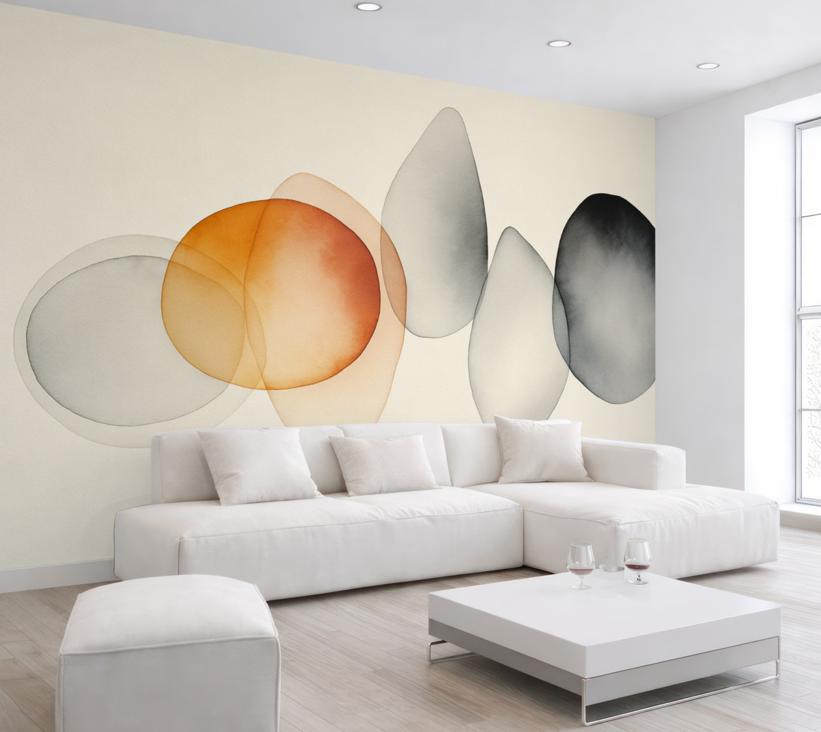 Fototapeta Abstrakcyjna kompozycja plam naśladujących akwarelę.