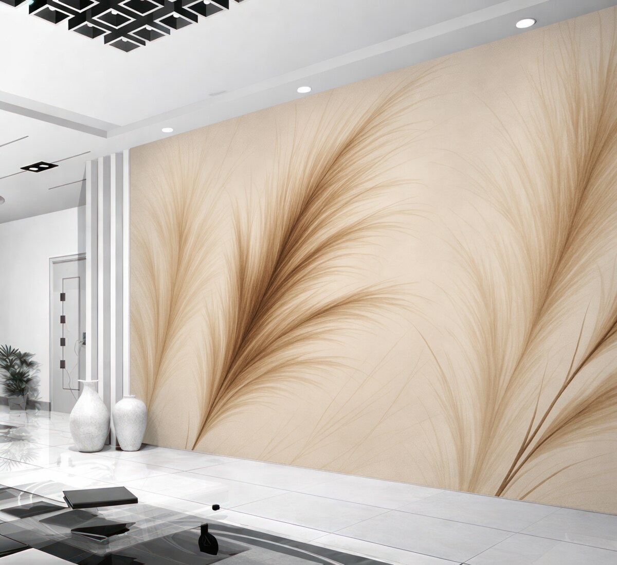 Fototapeta Narysowane eleganckie kłosy zboża.