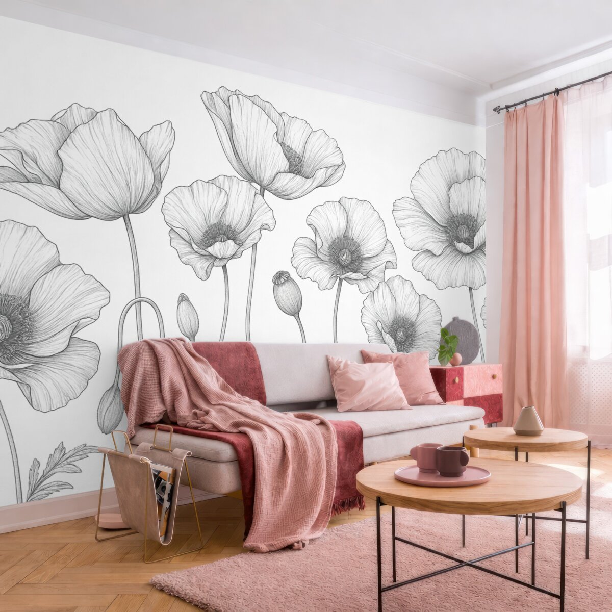 Fototapeta Czarne oraz białe maki.