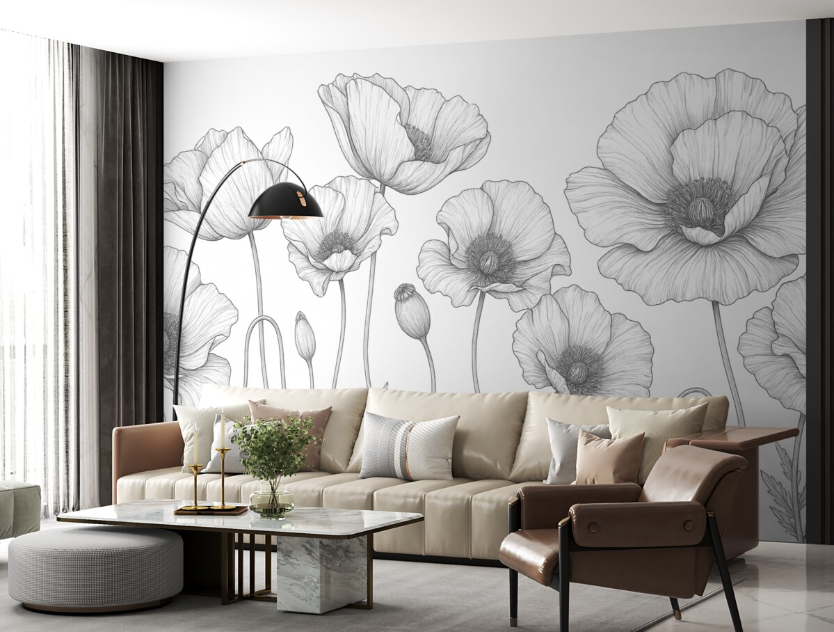 Fototapeta Czarne oraz białe maki.