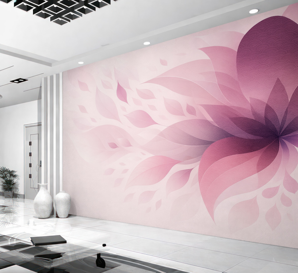 Fototapeta Namalowany jest różowy kwiat w jasnym odcieniu.