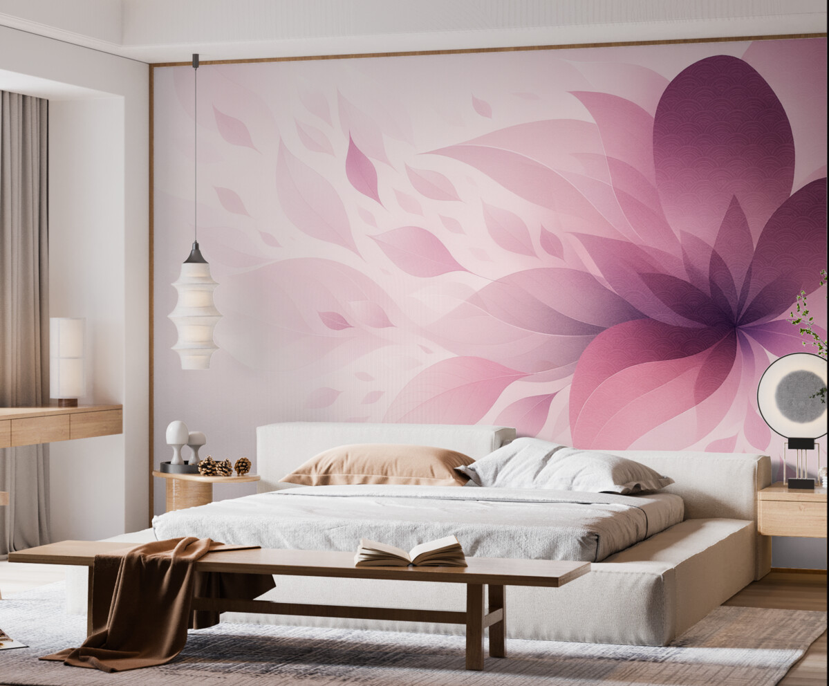 Fototapeta Namalowany jest różowy kwiat w jasnym odcieniu.