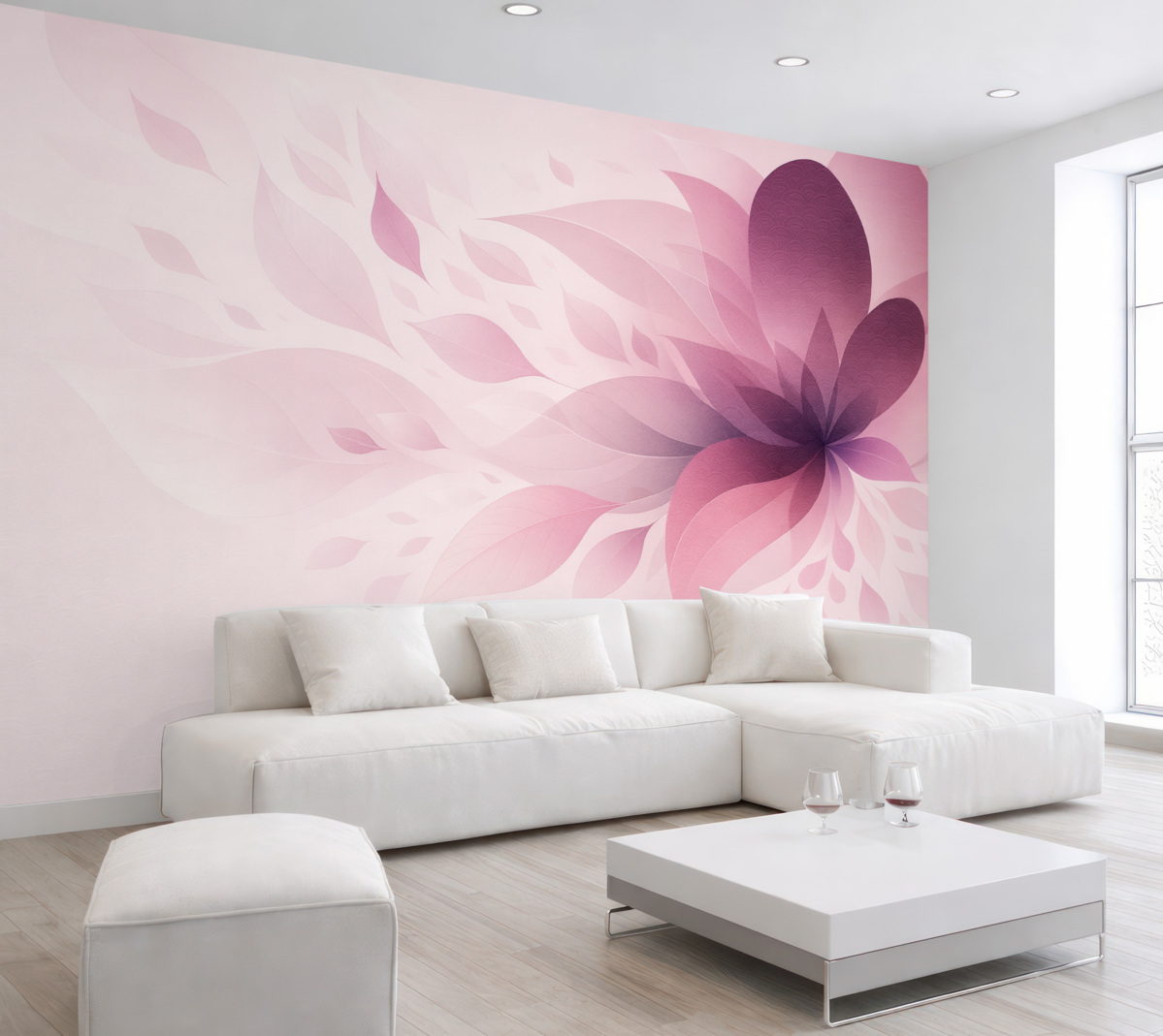 Fototapeta Namalowany jest różowy kwiat w jasnym odcieniu.