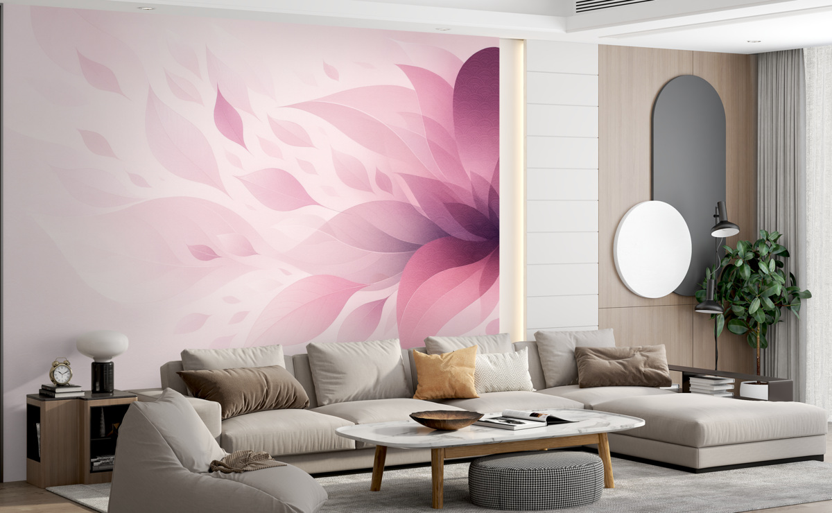 Fototapeta Namalowany jest różowy kwiat w jasnym odcieniu.