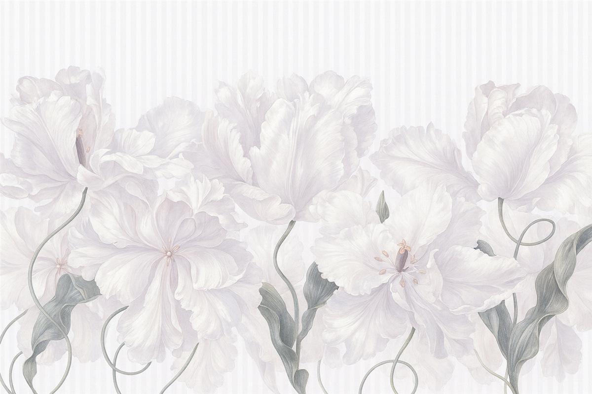 Fototapeta Subtelne różowe kwiaty na prążkowanym tle.