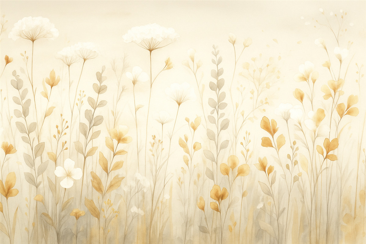 Fototapeta Kwiaty o zamglonym wyglądzie na polu.