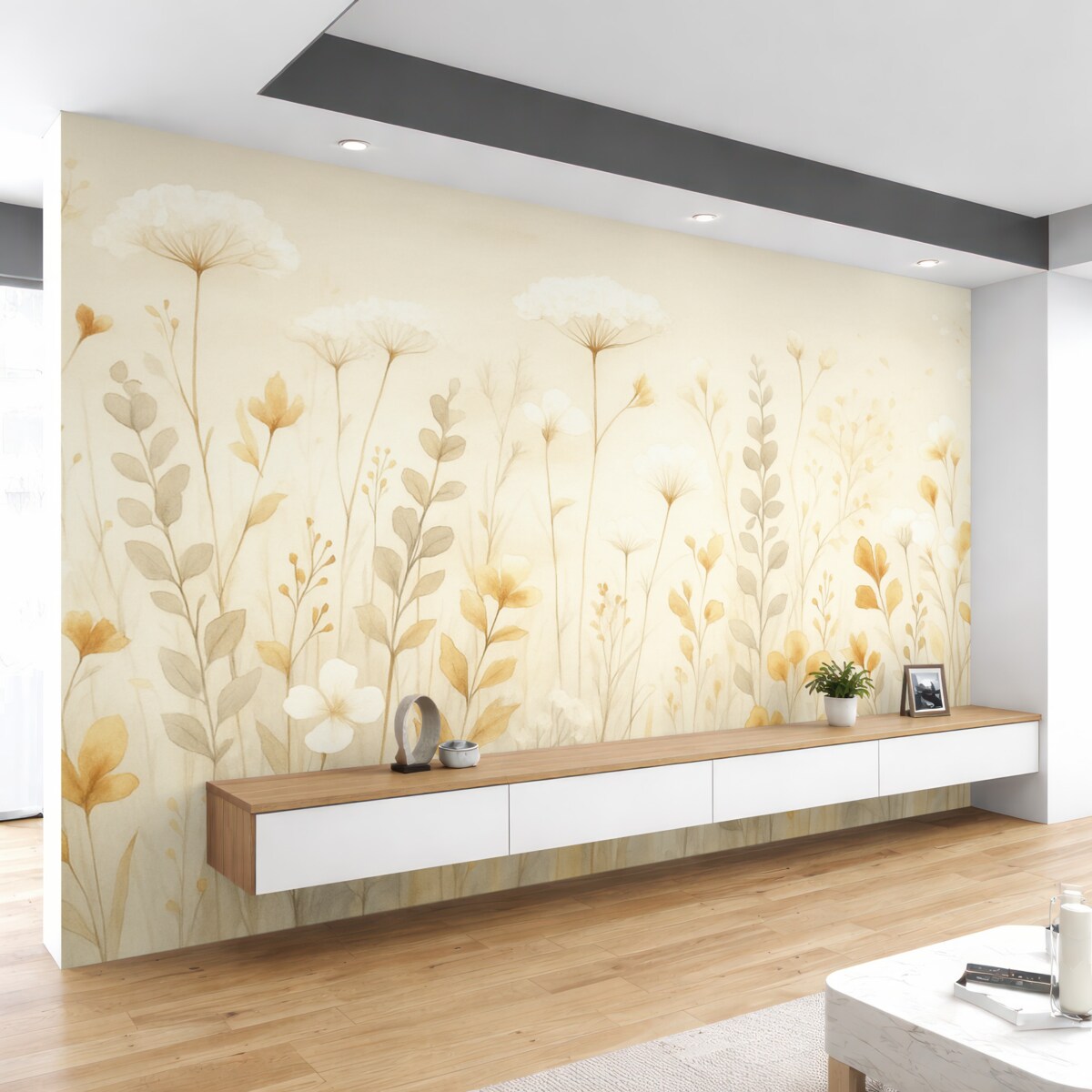 Fototapeta Kwiaty o zamglonym wyglądzie na polu.