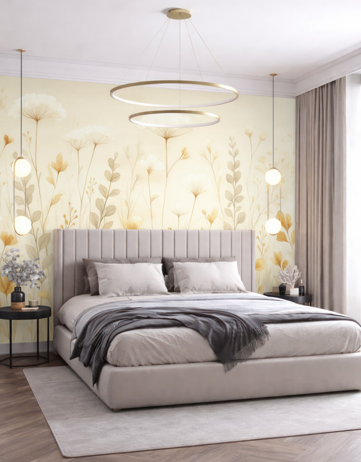 Fototapeta Kwiaty o zamglonym wyglądzie na polu.