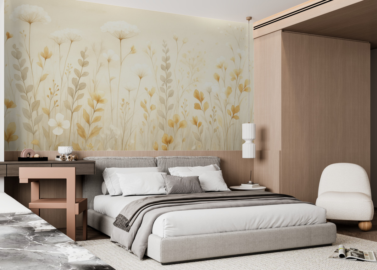 Fototapeta Kwiaty o zamglonym wyglądzie na polu.