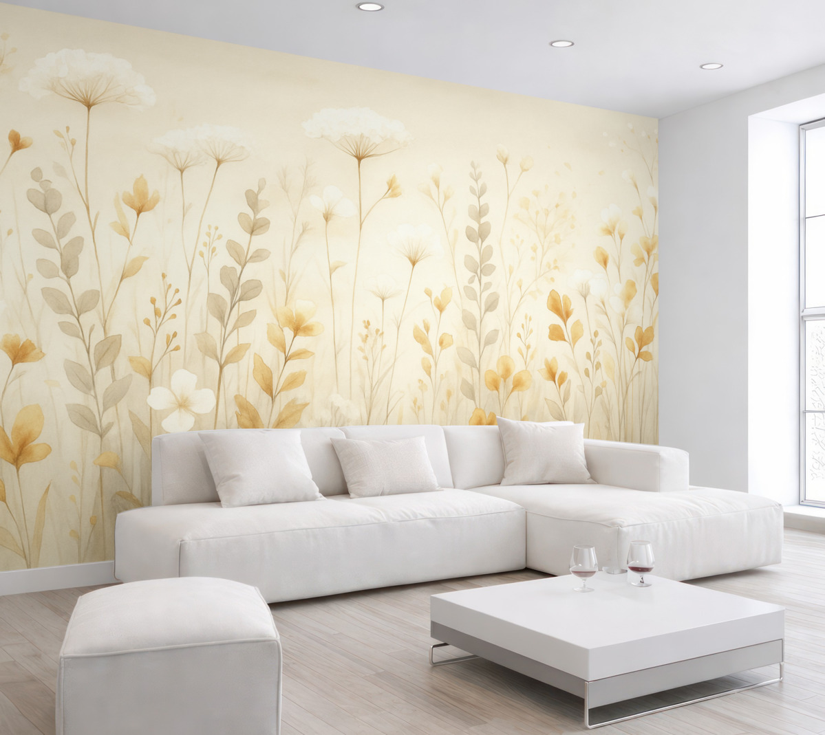 Fototapeta Kwiaty o zamglonym wyglądzie na polu.