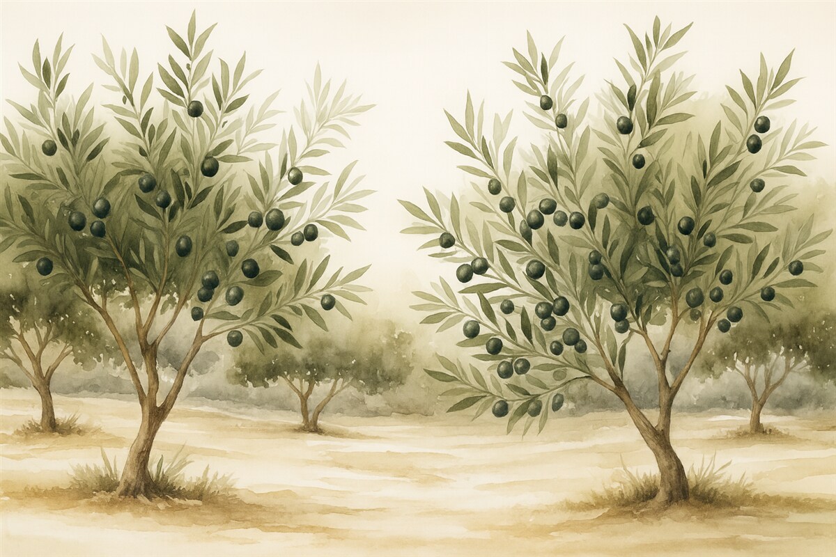 Fototapeta Oliwne drzewa abstrakcyjna kopia akwareli.