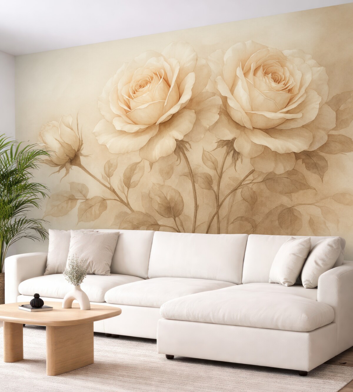 Fototapeta Róże na zacienionym tle przypominającym malarstwo.