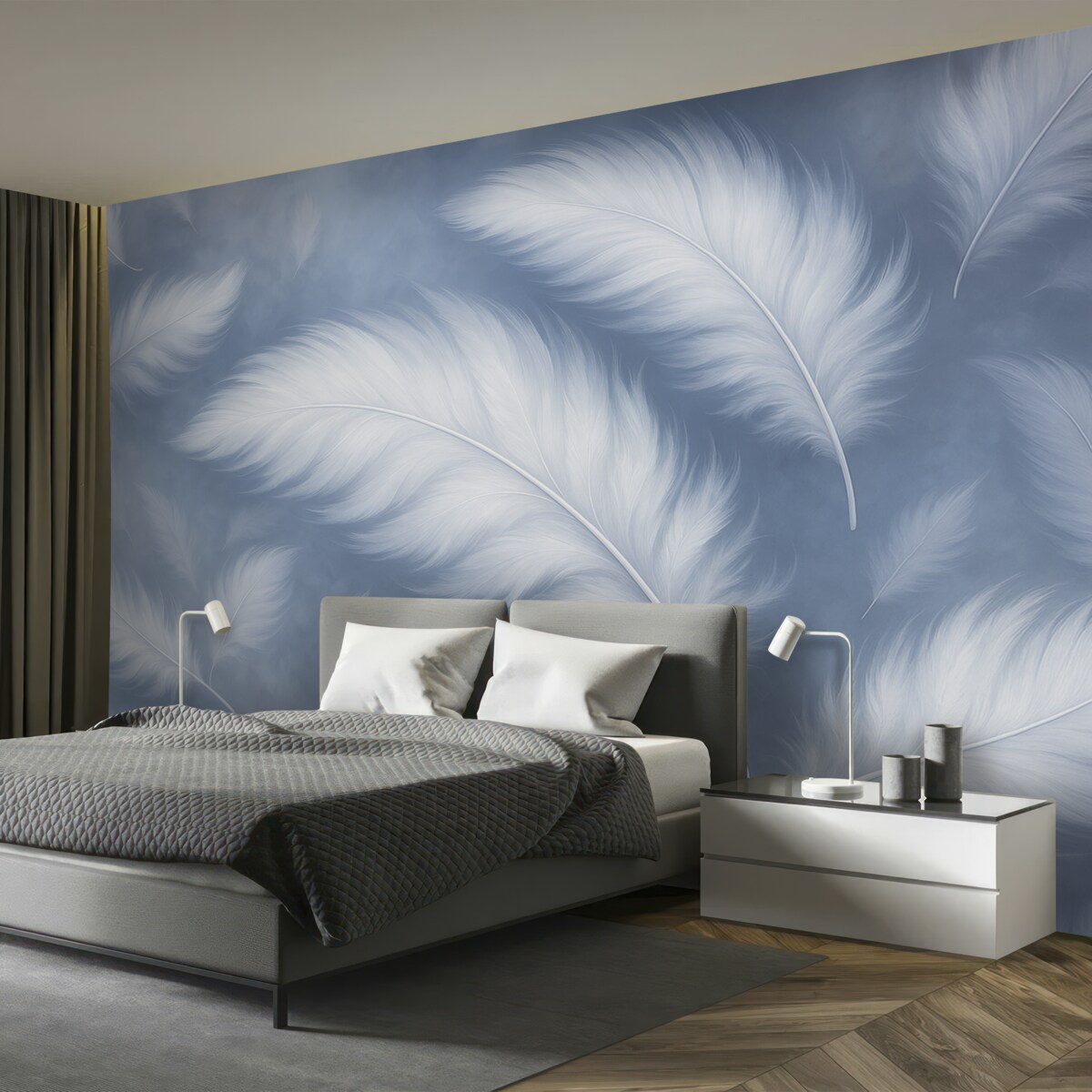 Fototapeta Wielkie pióra w odcieniu niebieskim.