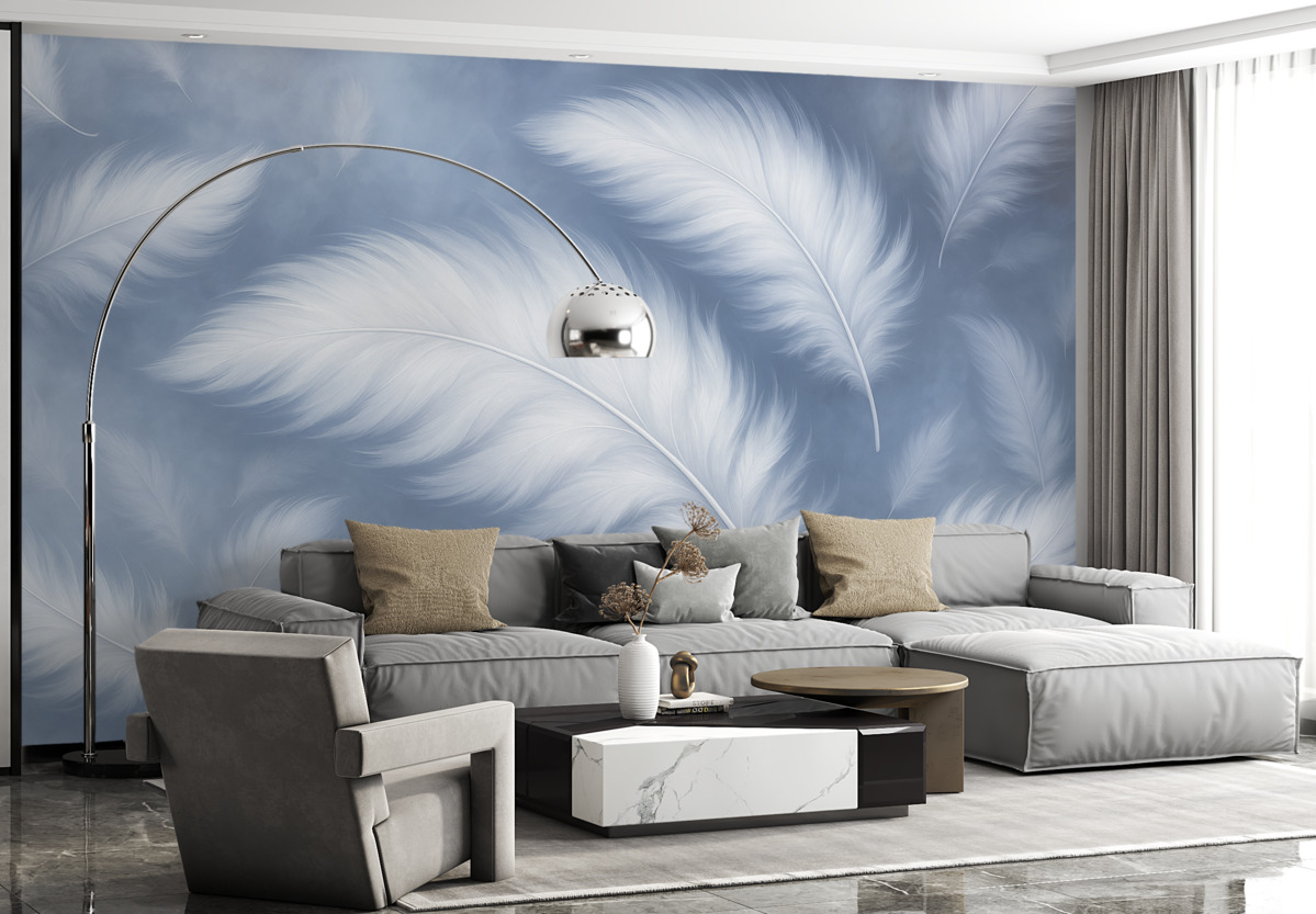 Fototapeta Wielkie pióra w odcieniu niebieskim.