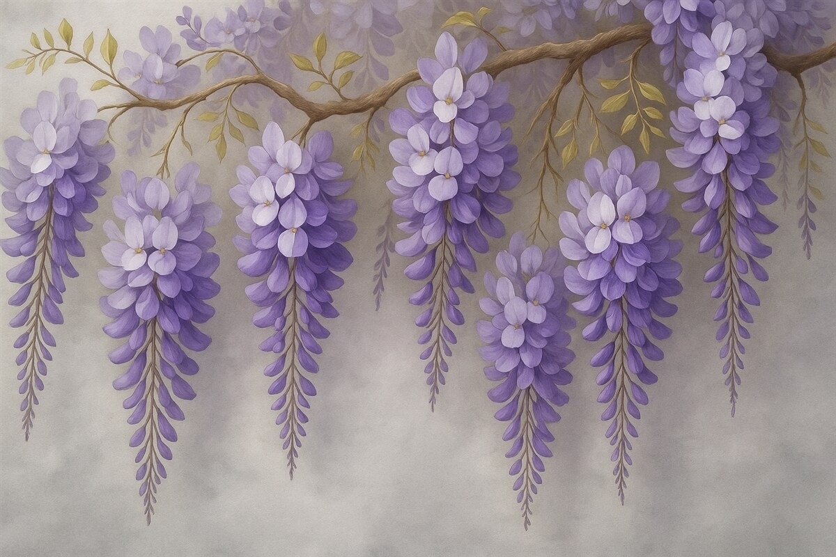 Fototapeta Lśniący bukiet kwiatów na ścianie w stylu malarstwa akwarelowego.