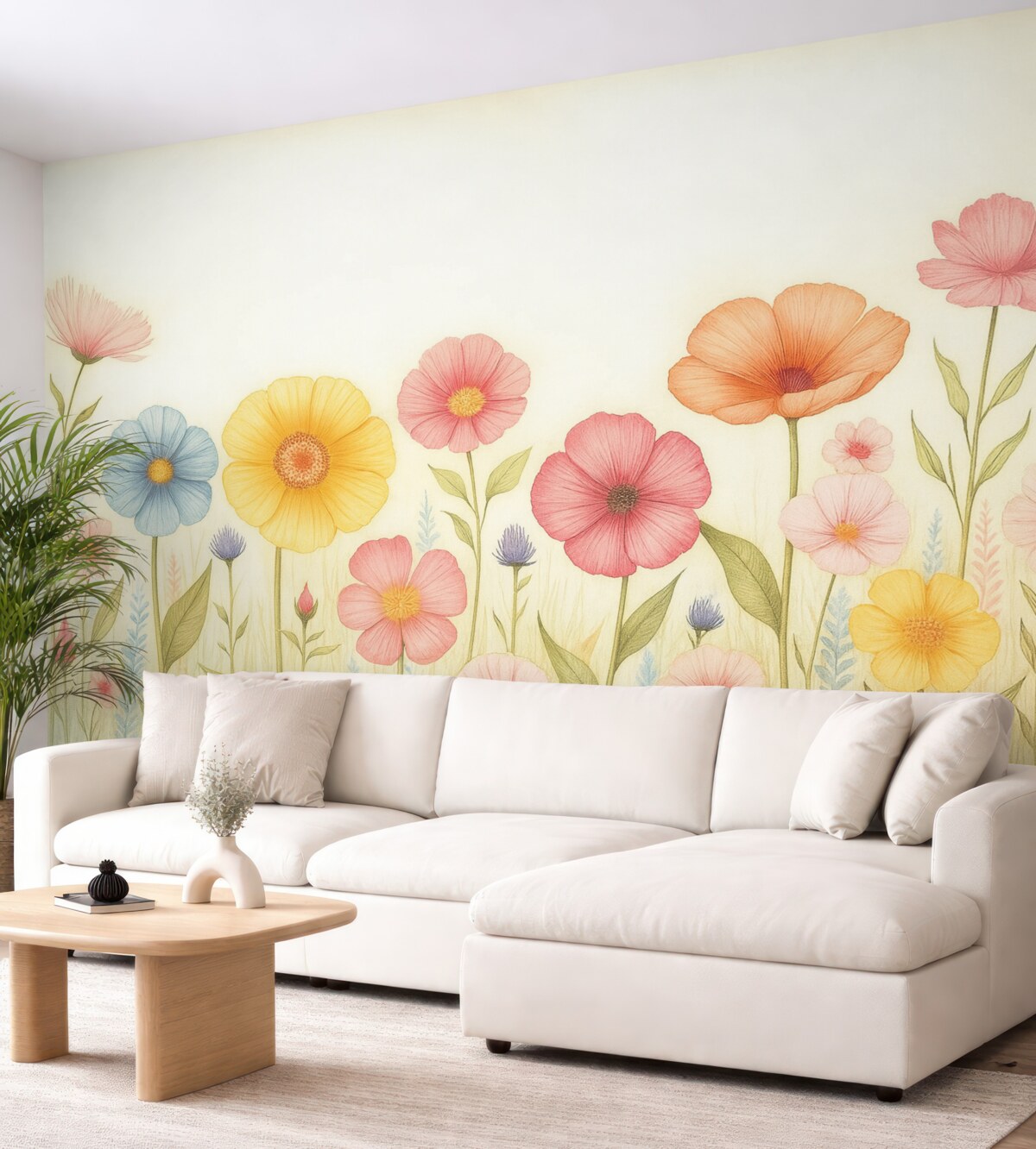 Fototapeta Subtelnie kwitnący ogród w technice akwarelowej.