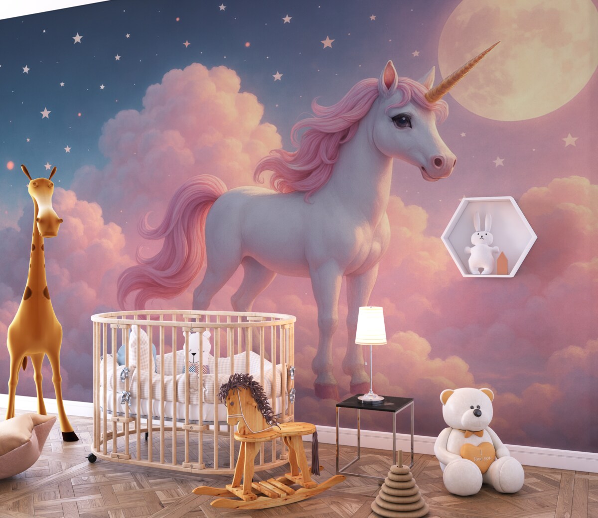 Fototapeta Jednorożec na obłokach.