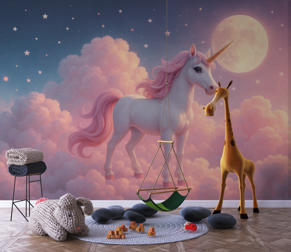 Fototapeta Jednorożec na obłokach.