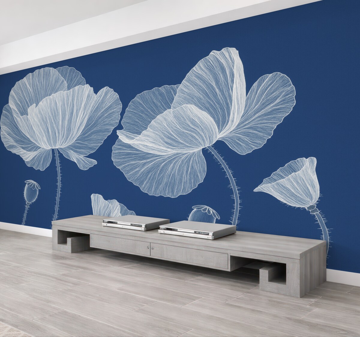 Fototapeta Malowane dzikie kwiaty maku w ogrodzie.