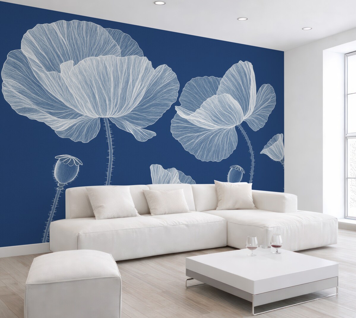 Fototapeta Malowane dzikie kwiaty maku w ogrodzie.