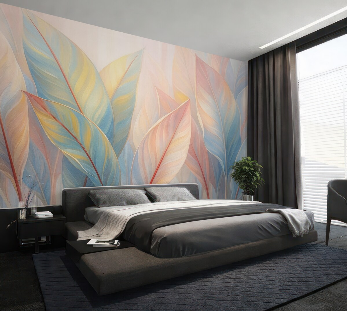 Fototapeta Podrasowane tęczowe liście.