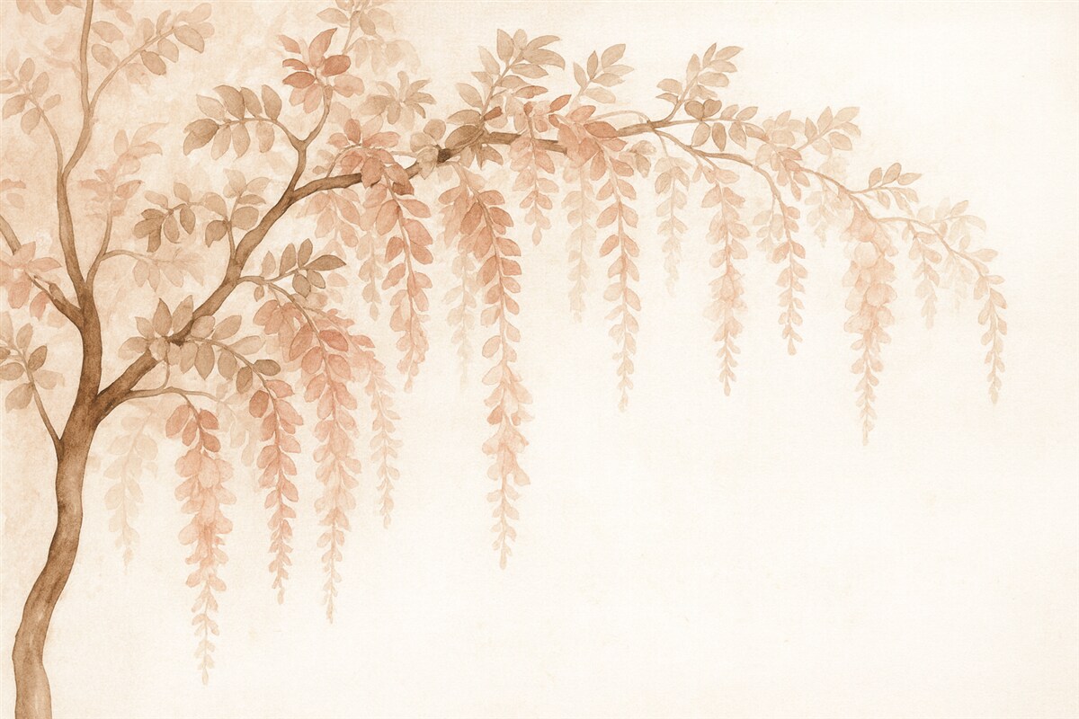 Fototapeta Kształt drzewa z gałęziami w technice akwarelowej.