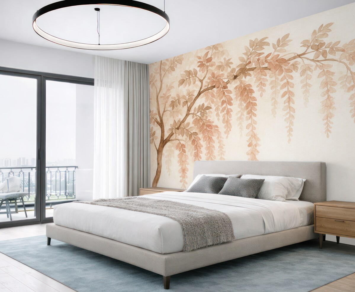 Fototapeta Kształt drzewa z gałęziami w technice akwarelowej.