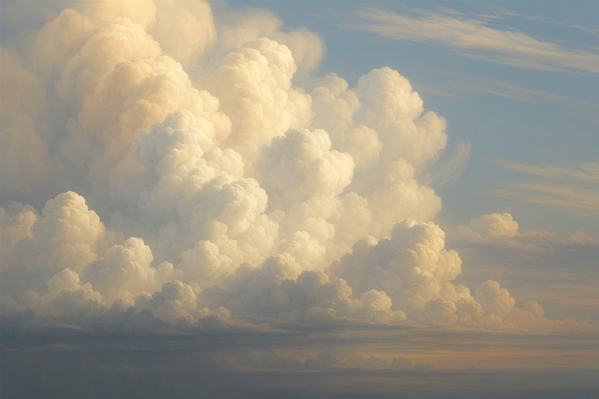 Fototapeta Białe obłoki na niebie przypominające dzieło sztuki.
