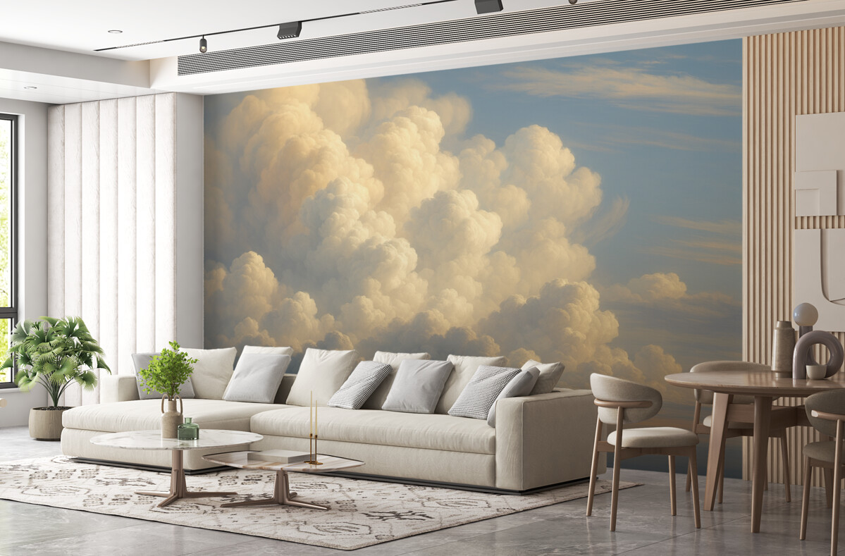 Fototapeta Białe obłoki na niebie przypominające dzieło sztuki.