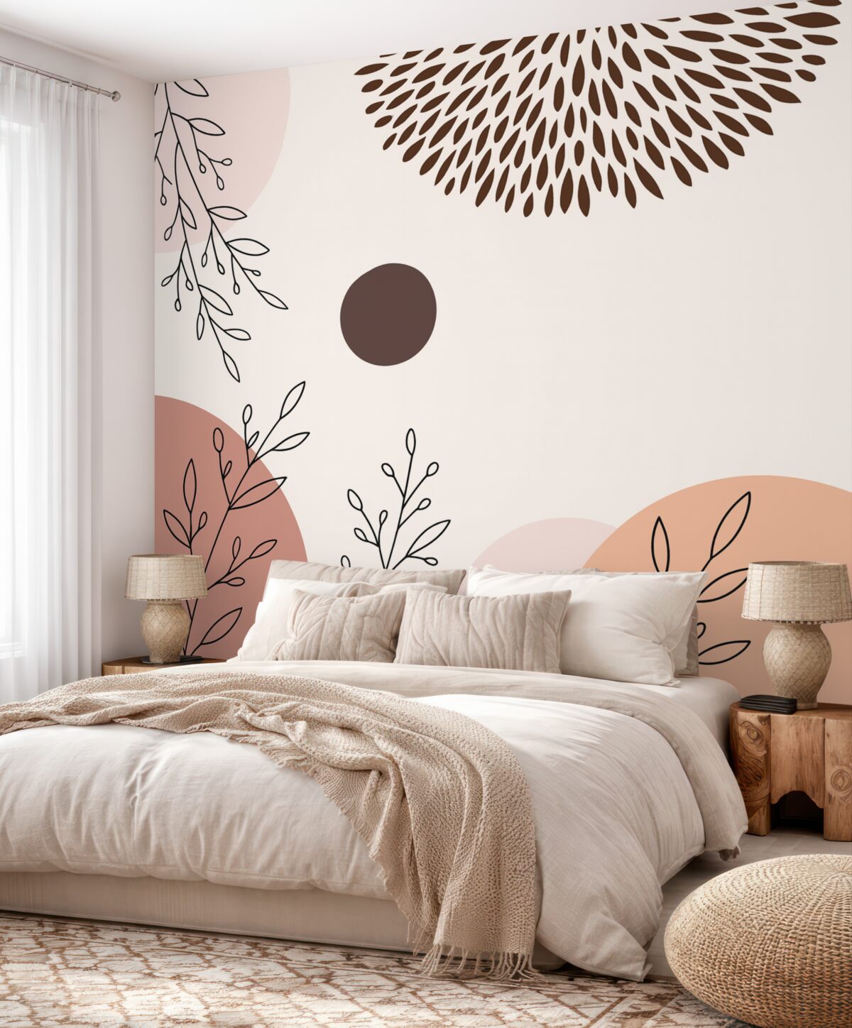 Fototapeta Abstrakcyjna kompozycja kształtów i gałązek.