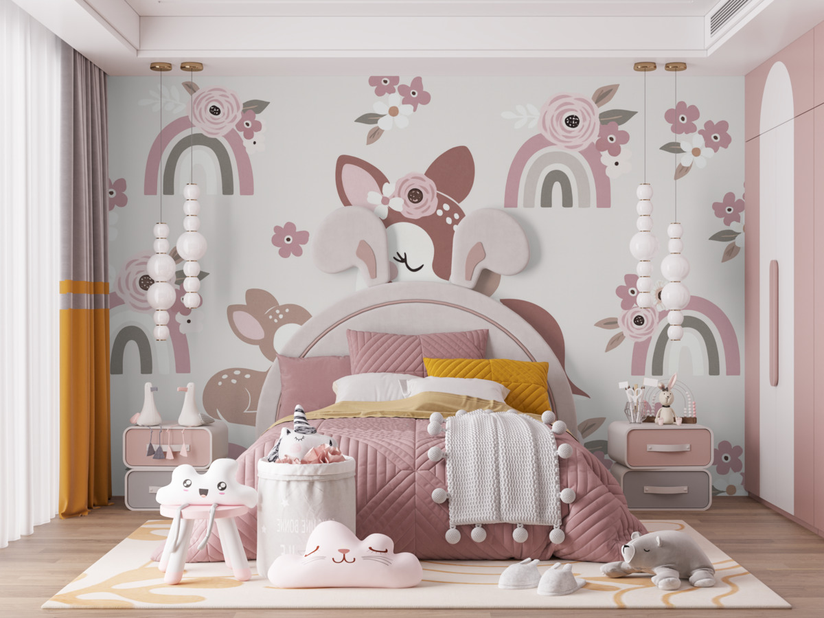 Fototapeta Jeleń, matka oraz potomstwo.