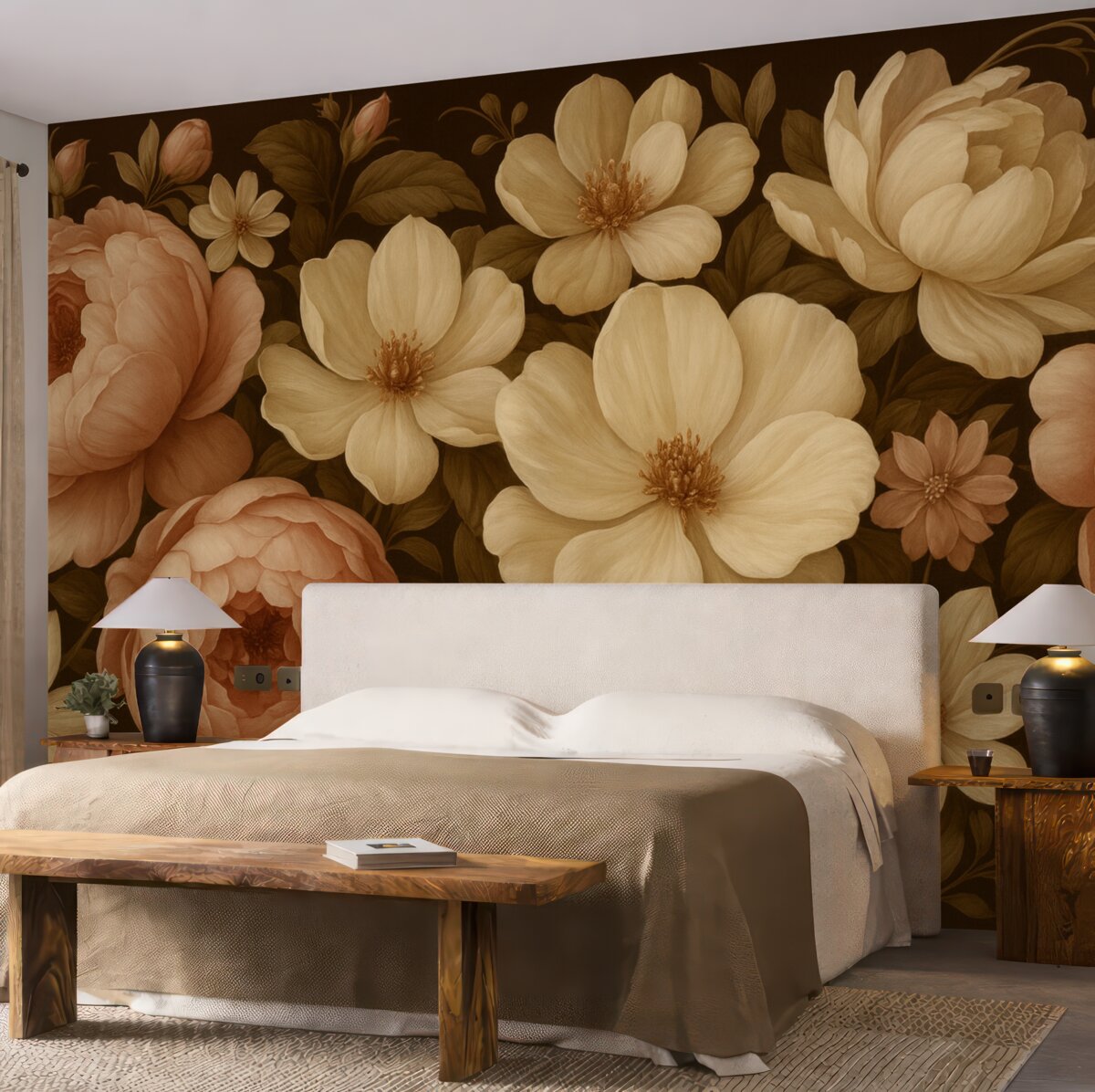 Fototapeta Malowana wielobarwna kompozycja roślinna.