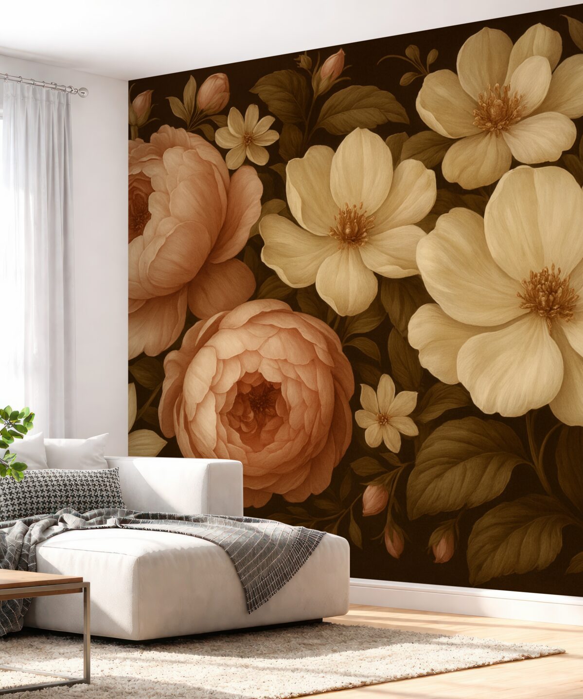 Fototapeta Malowana wielobarwna kompozycja roślinna.