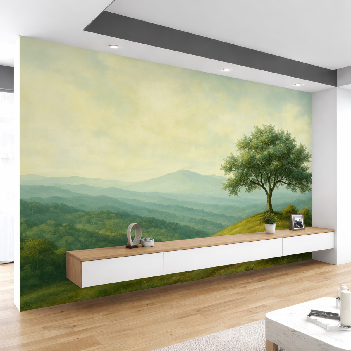 Fototapeta widok z drzewem na pagórku