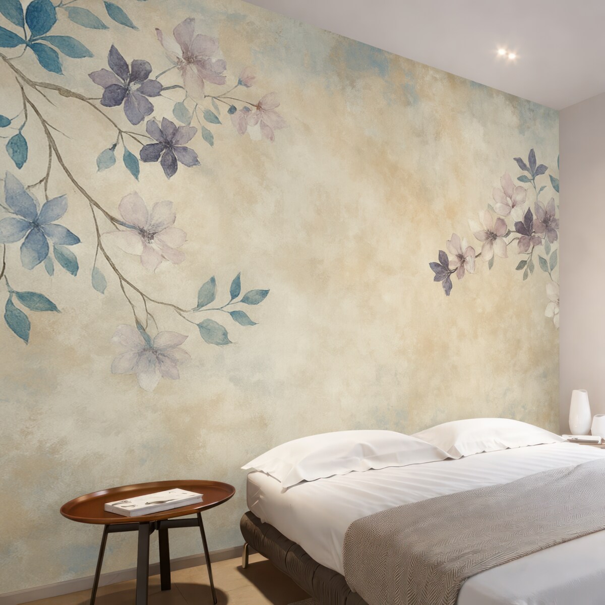 Fototapeta Tapeta w stylu vintage z gałęziami i roślinami.